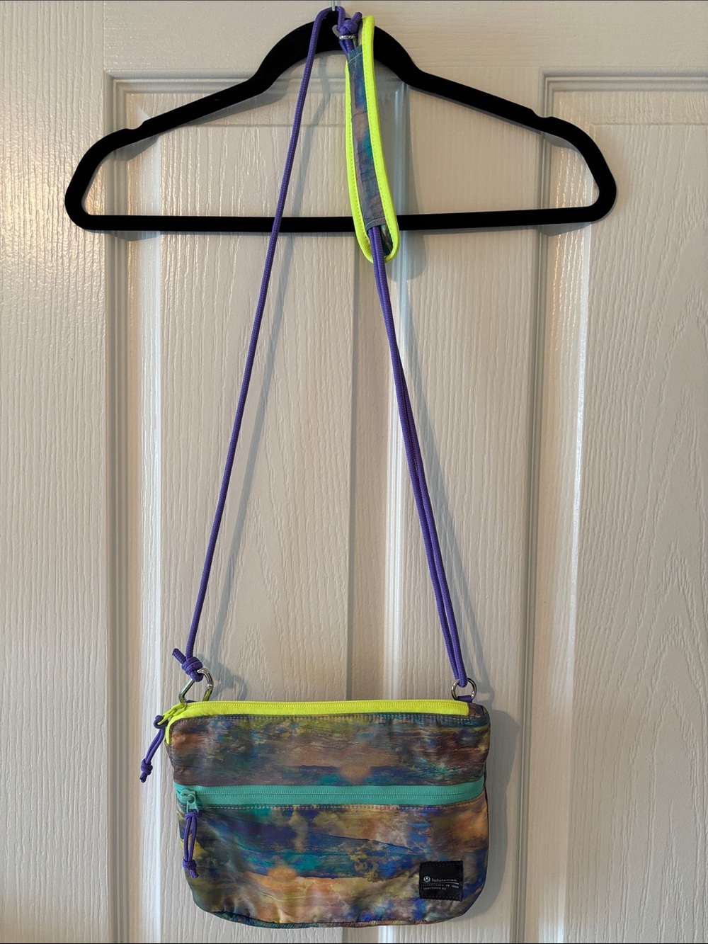 90s Throwback Lululemon Athletica Multicolor Crossbody Bag with Purple Strap